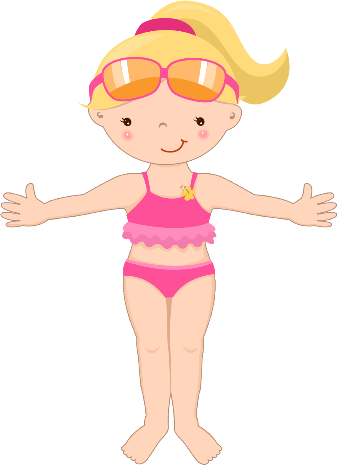 Summer Little Girl Clip Art - Girl In Swimsuit Clipart - Png Download (900x1080), Png Download