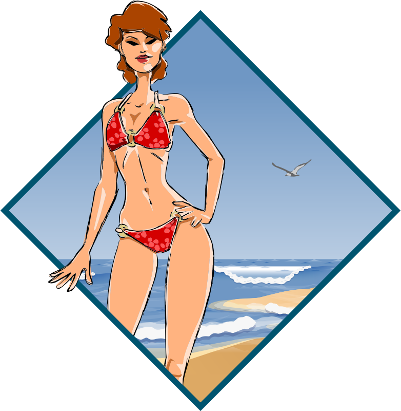 Medium Image - Illustration Model Girl Bikini Clipart (782x800), Png Download