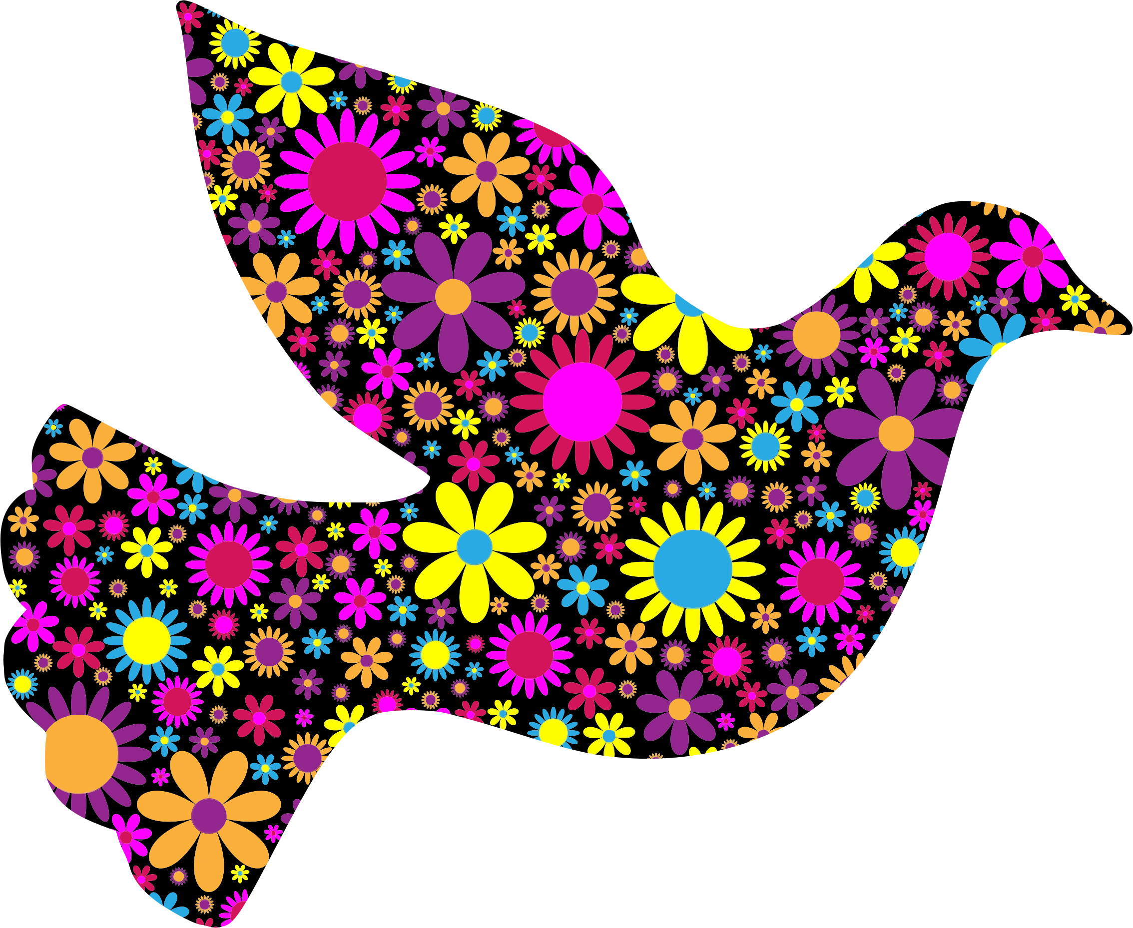 Floral Peace Dove 2 By @gdj, Floral Peace Dove 2, On - Dove Peace Floral Clipart (2268x1858), Png Download