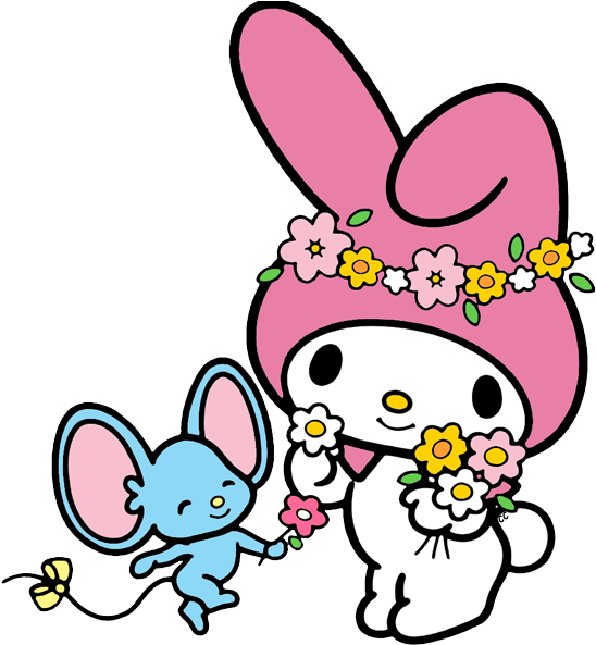My Melody Clip Art Cartoon - My Melody Coloring Pages - Png Download (555x600), Png Download