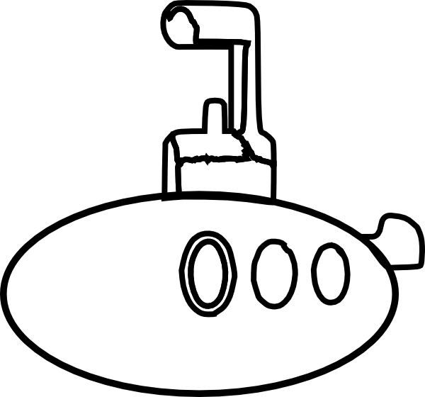Submarine Black And White Clipart (600x560), Png Download