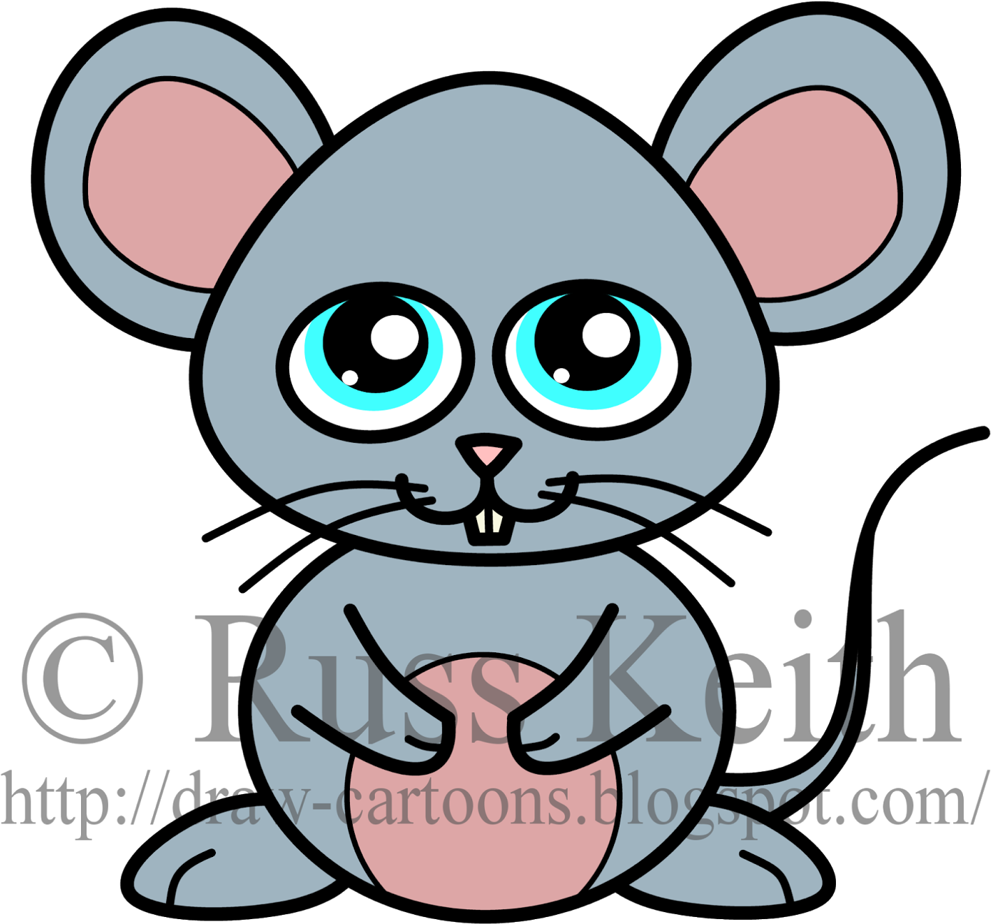 How To Draw Cartoons - Draw A Cartoon Mouse Clipart (1538x1600), Png Download