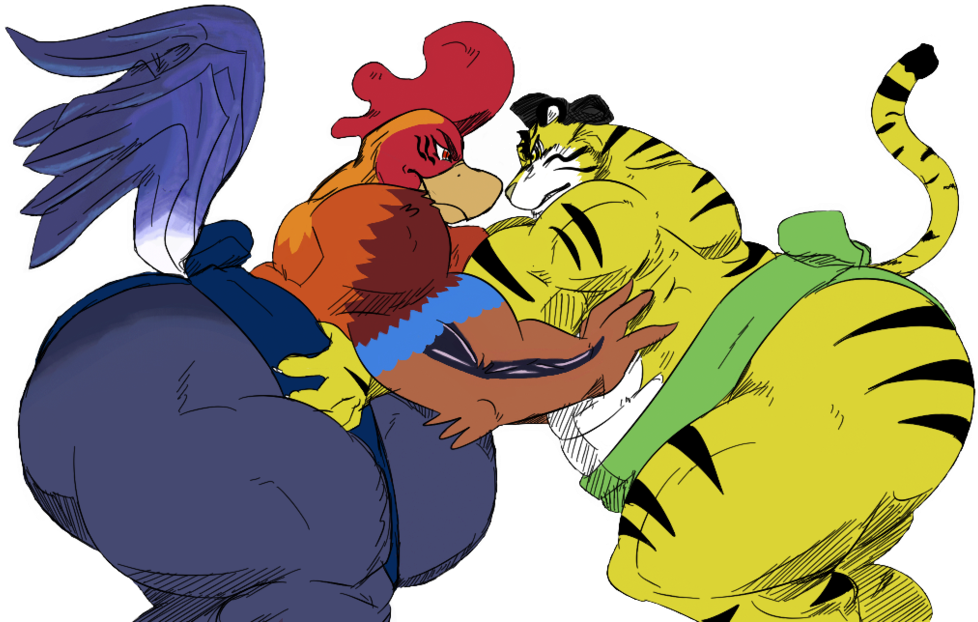 Muscle Clipart Rooster - Tiger Vs Rooster - Png Download (1024x628), Png Download