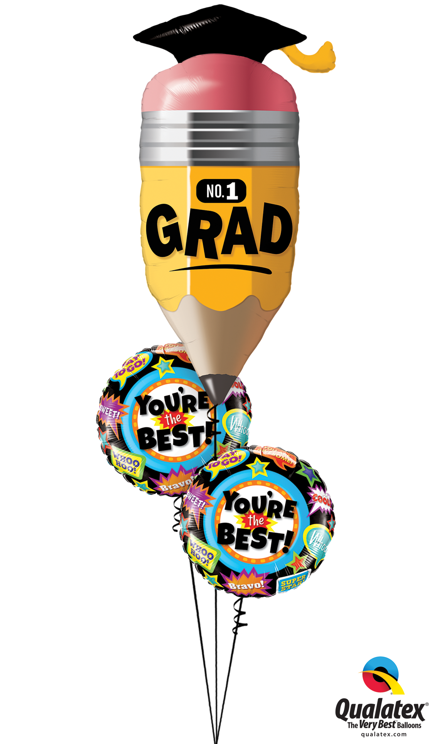 1 Grad In The House Bouquet - 41" No. 1 Grad Pencil Balloon - Mylar Balloons Foil Clipart (747x1280), Png Download