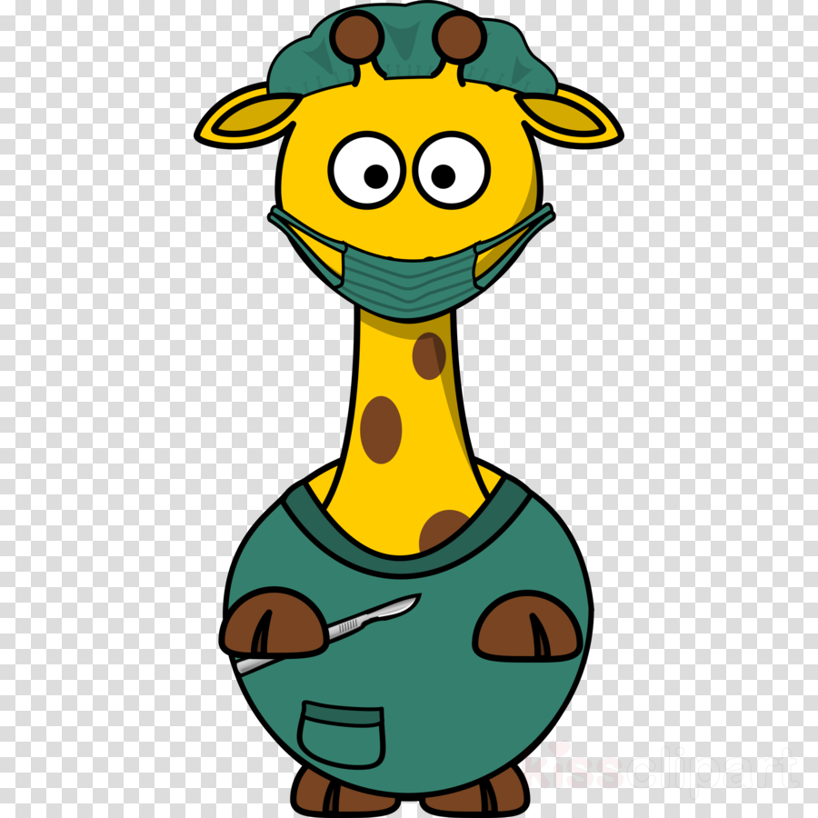 Cartoon Giraffe Png Clipart Giraffe Clip Art - Surgeon Giraffe Cartoon Shower Curtain Transparent Png (900x900), Png Download