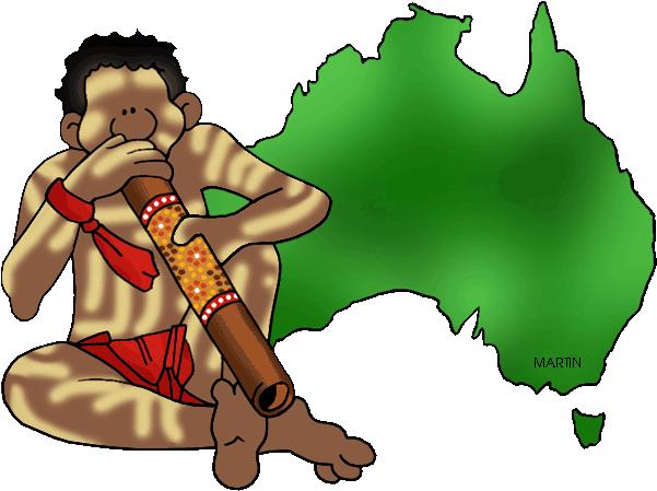 Australia Map With Didgeridoo Clipart (648x530), Png Download