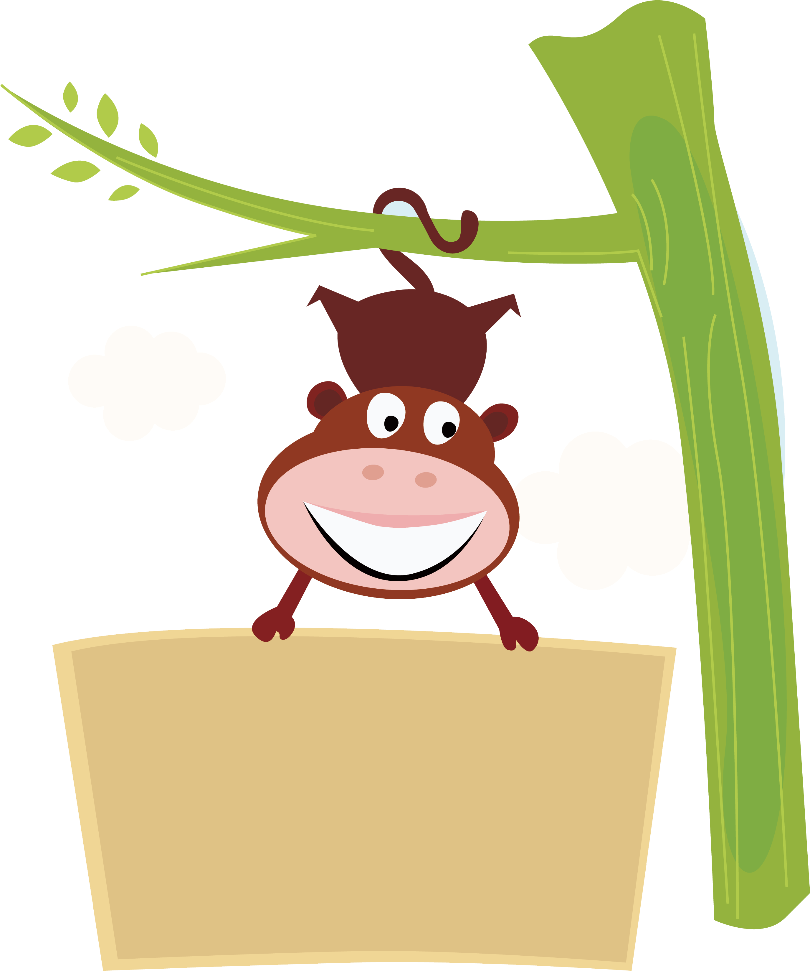 Year Of The Monkey Clipart Upside Down Monkey - Happy Cute Monkey Original Art Rectangular Belt Buckle, - Png Download (2896x3485), Png Download