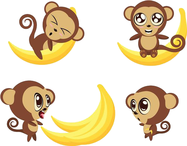 Ape Bananas Monkeys Transprent - Cartoon Monkeys With Bananas Clipart (600x544), Png Download