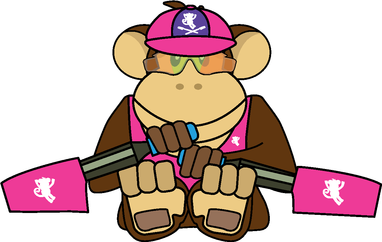Rowing Monkey - Monkey Rowing Clipart (1350x964), Png Download