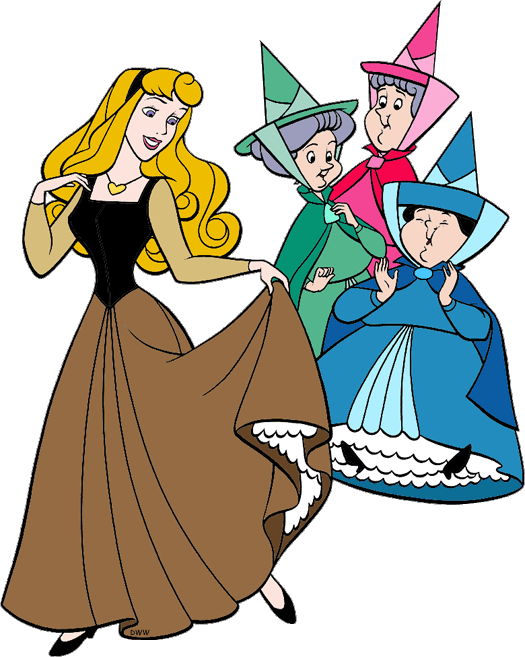 Flora, Fauna And Merryweather Clip Art 2 Disney Clip - Aurora And The Three Fairies - Png Download (525x657), Png Download