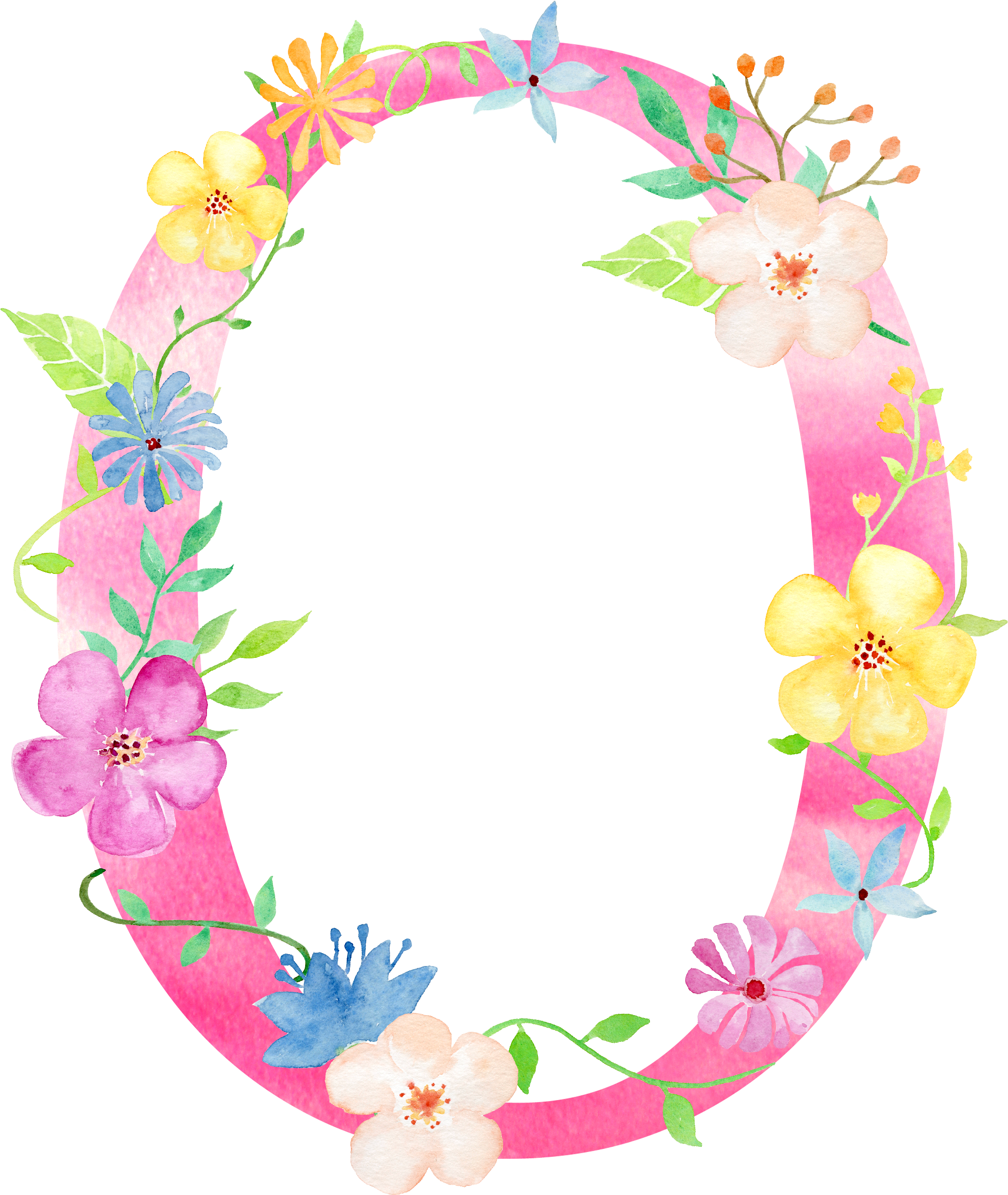 O Watercolor Lettering, Watercolour, Flower Letters, - Flower Letter O Png Clipart (2400x3000), Png Download