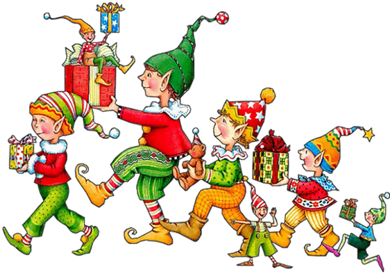 Christmas Elves - Glückwunsch Geburtstag 7 Zwerge Humor Clipart (576x552), Png Download