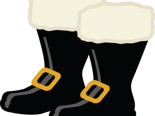Santa Claus Clipart Boot - Santa Boots Clipart Black And White - Png Download (640x480), Png Download