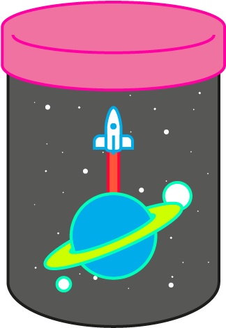 Space Jam Moon Stars Planet Space Jar Illustration Clipart (800x600), Png Download