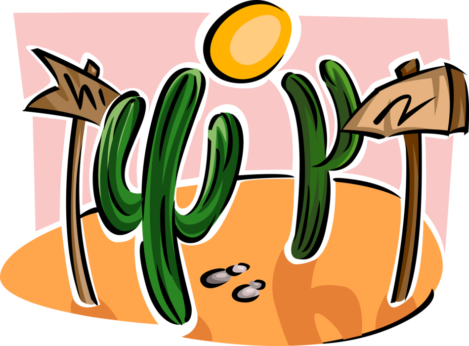 Vector Illustration Of Desert Vegetation Succulent Clipart (949x700), Png Download