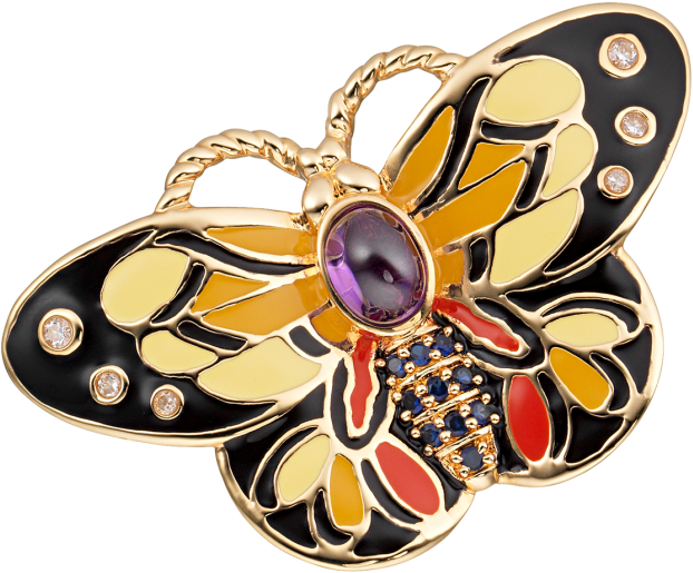 Ciro Butterfly Brooch Yellow Cirolit White/blue/purple, - Brooch Clipart (670x670), Png Download