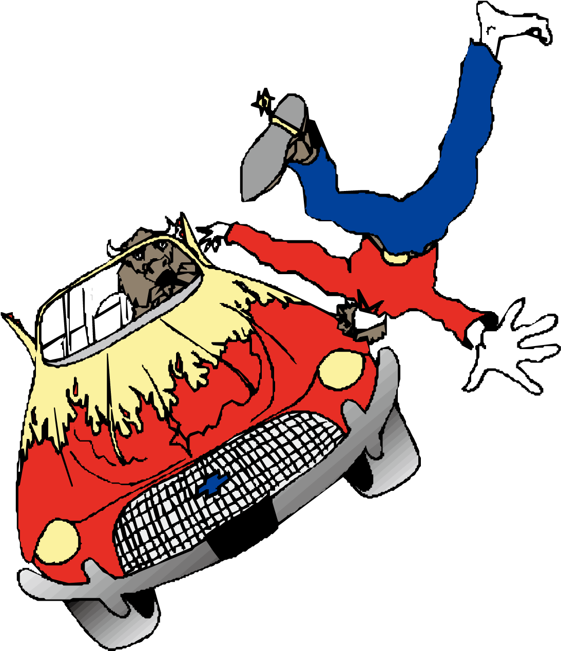 Cartoon Traffic Collision - Escena Accidente De Transito Animado Clipart (1500x1501), Png Download