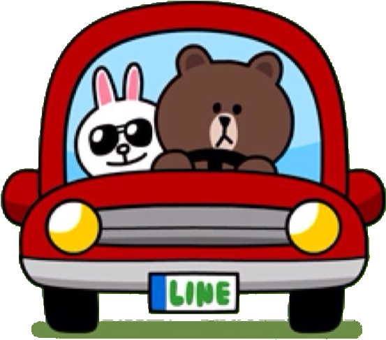 Baby Drives Car - Line Brown Cony Car Clipart (640x569), Png Download