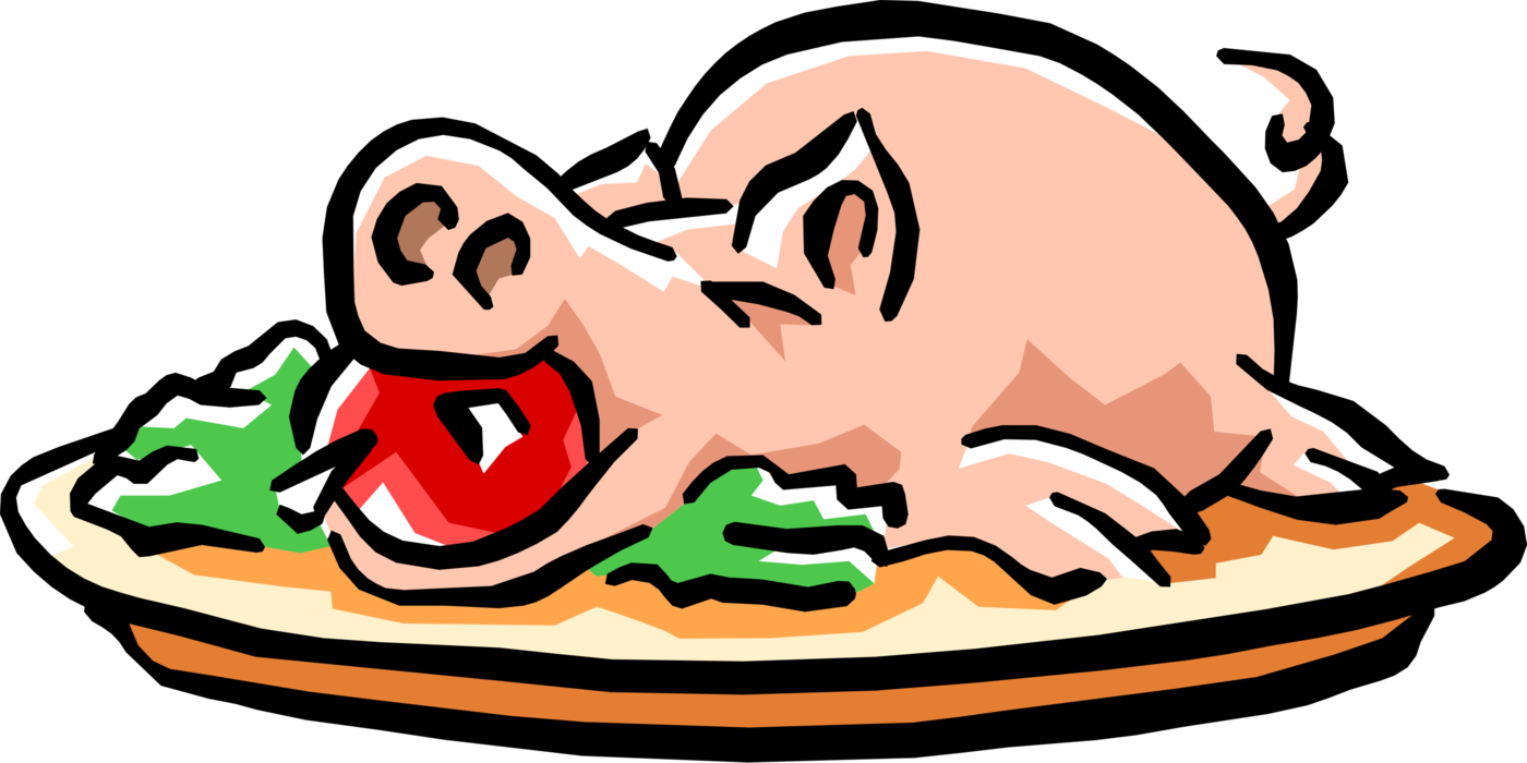 Roast Pig With Apple - Поросенок С Яблоком Clipart (1400x700), Png Download