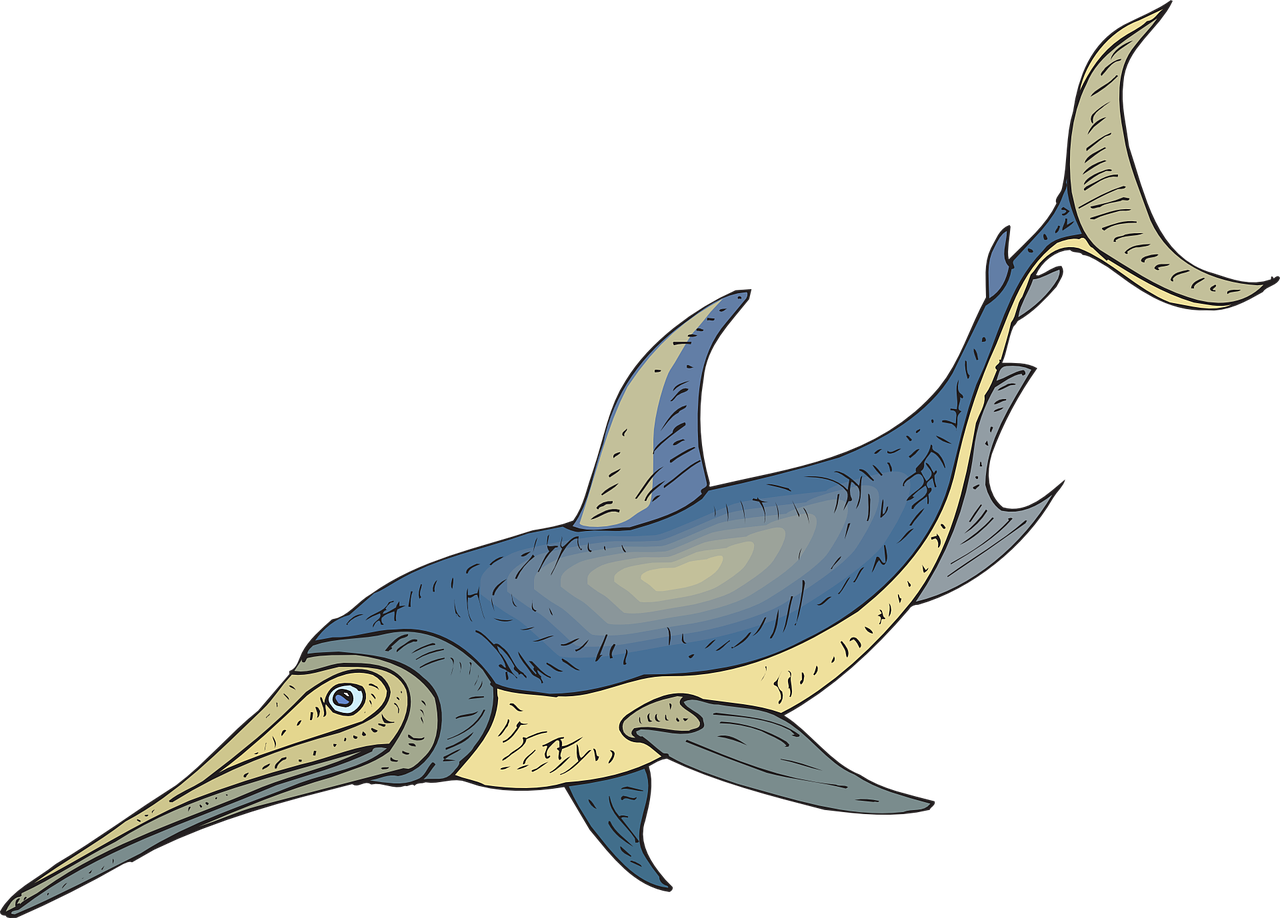 Blue Yellow Fish Swimming Tail Png Image - Ichthyosaurus Clipart Transparent Png (1280x918), Png Download