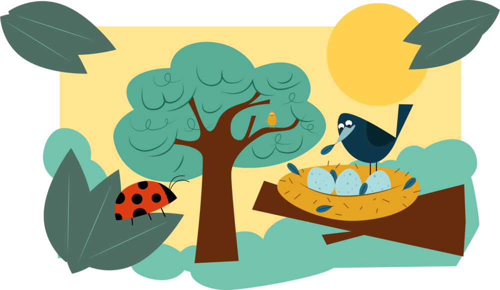 Tree Bird Nest 02 - Illustration Clipart (1000x581), Png Download