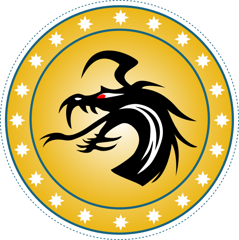 Clipart - Chip Dragon - Gold Round Dragon Icon Shower Curtain - Png Download (799x800), Png Download