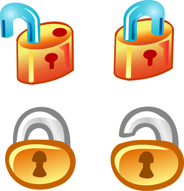 Free Vector Free Vector Lock Icons - Lock Unlock Icon Clipart (600x624), Png Download