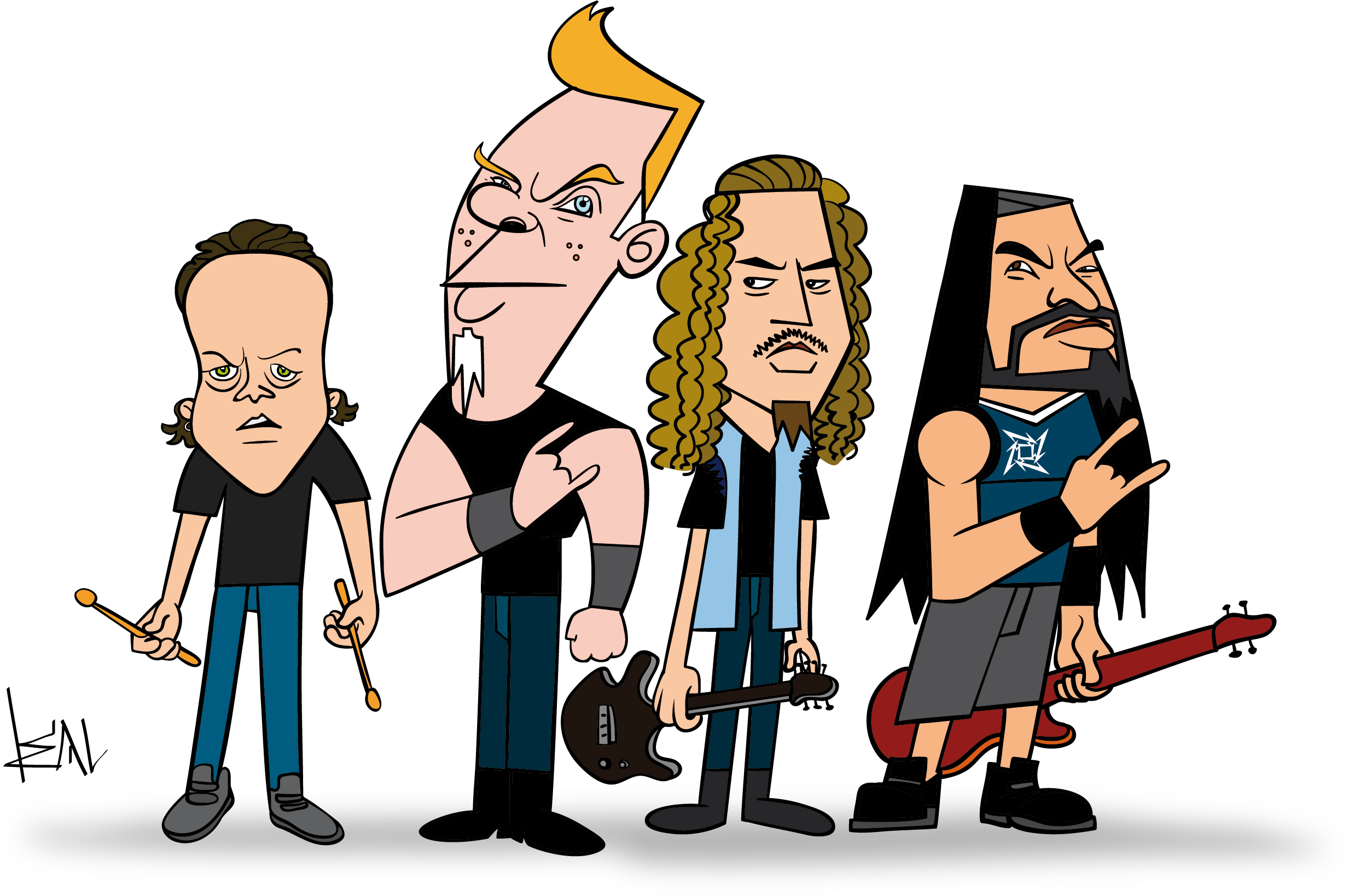 Atatürk Bandana Metallica Personajes En Caricatura - Metallica Cartoon Clipart (2537x1653), Png Download