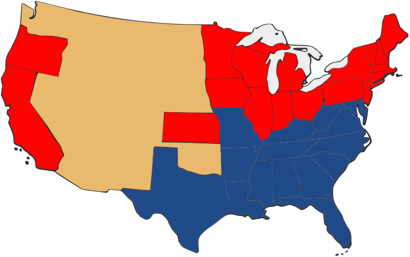 Slavery Clipart Clipart America - Civil War North And South America - Png Download (800x502), Png Download