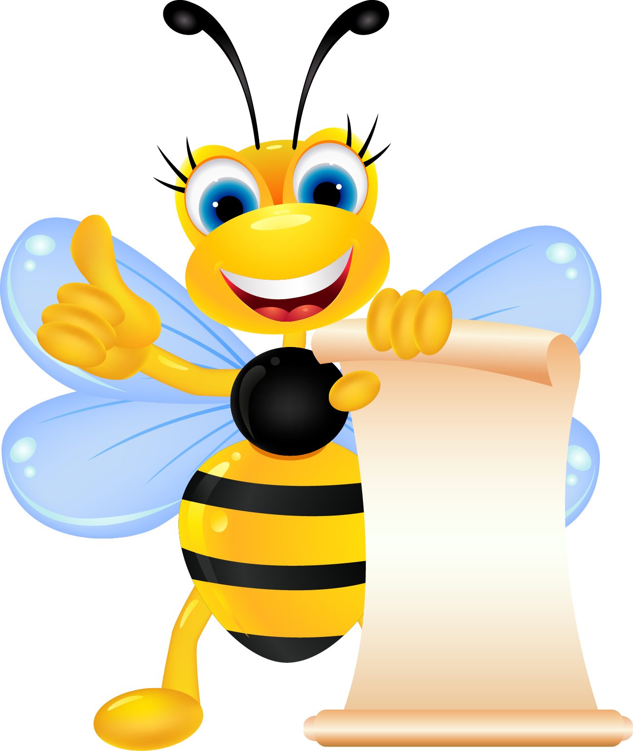 Clipart Bee Pollinator - Thumbs Up Bee Journal - Png Download (1299x1541), Png Download