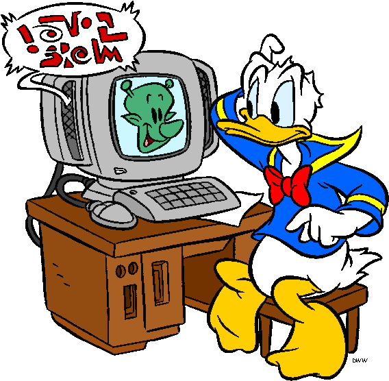 Computer Clipart Tired - Daffy Duck On A Computer - Png Download (578x561), Png Download