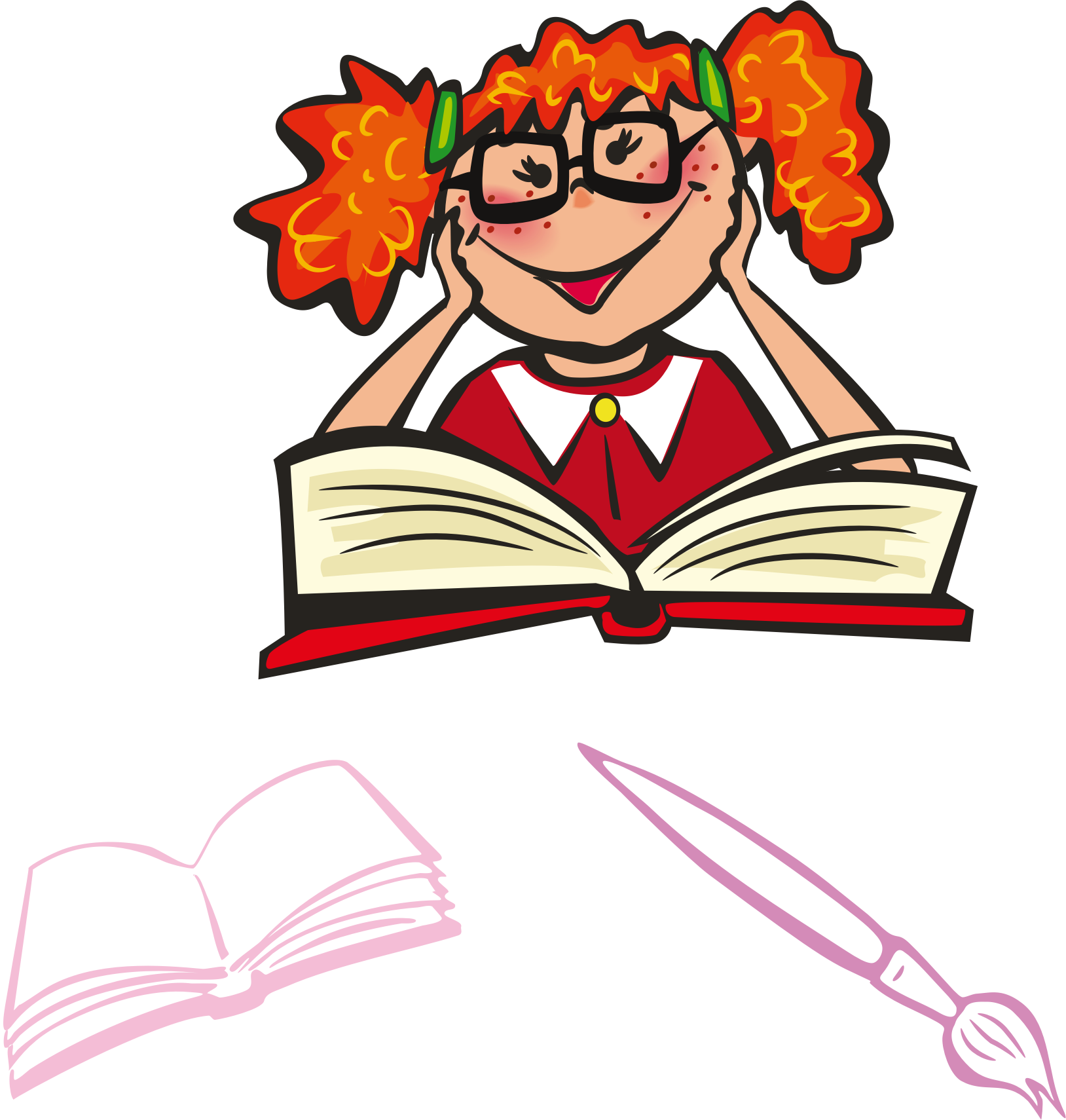 Clip Art - Cute Studying Clip Art - Png Download (1628x1710), Png Download
