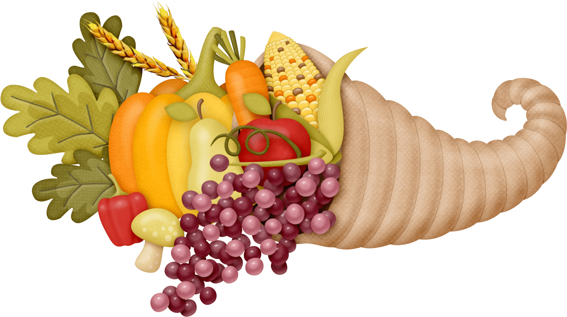 Thanksgiving Cornucopia Png Clipart (2333x1365), Png Download