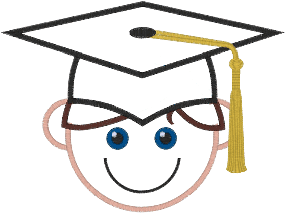 Graduation Mortar Board Boy Applique - Graduation Clipart (567x567), Png Download