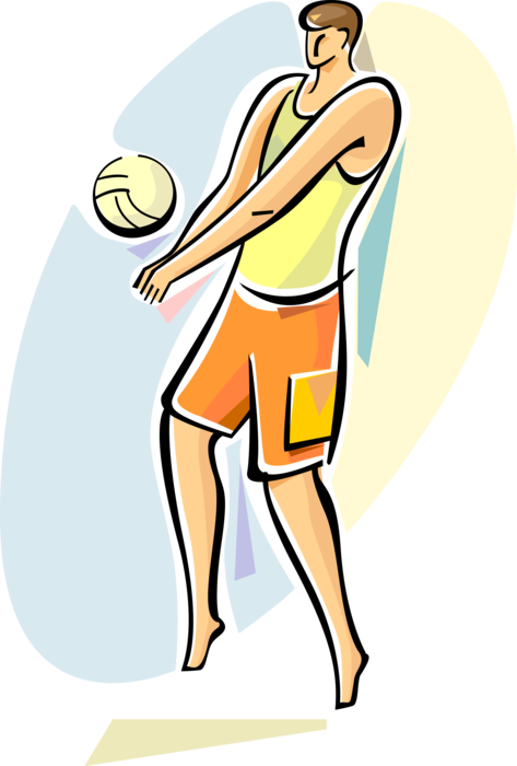 Vector Illustration Of Sport Of Beach Volleyball Player - Cartoon Clipart (473x700), Png Download