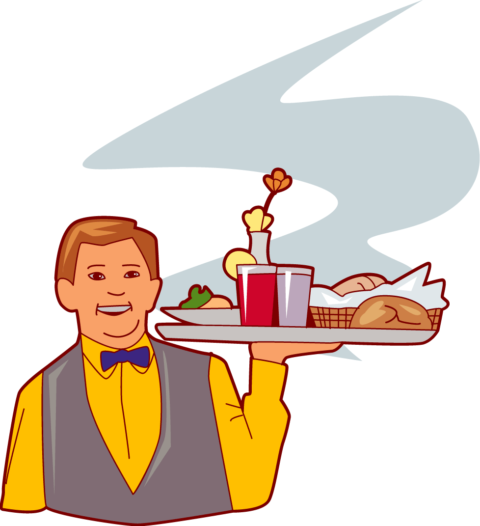 Clip Art Transparent Download Esl Hotel - Waiter Carrying Food Clipart - Png Download (978x1071), Png Download