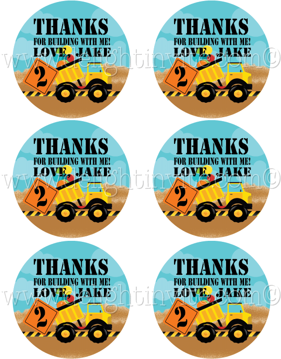 Dump Truck Construction 1st Birthday Sticker Tags - Construction Clipart (614x794), Png Download