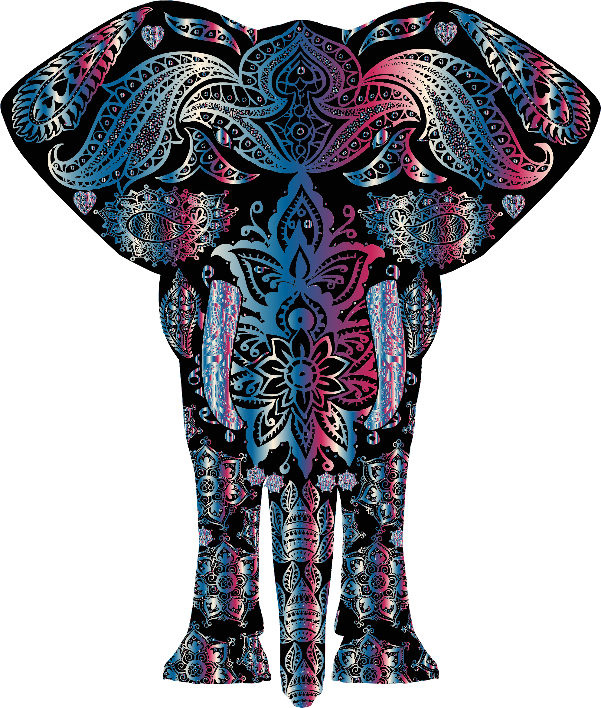 Floral Pattern Elephant Clipart (1987x2339), Png Download
