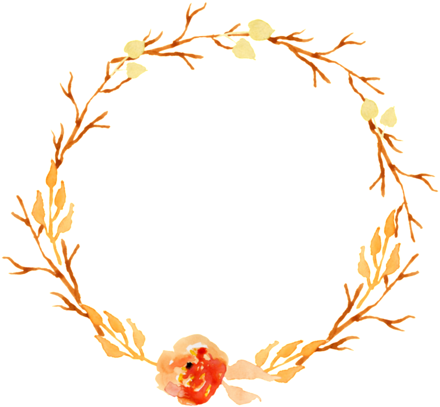 Literary Vintage Orange Flowers Hand Drawn Garland Illustration Clipart Full Size Clipart 1358276 Pinclipart