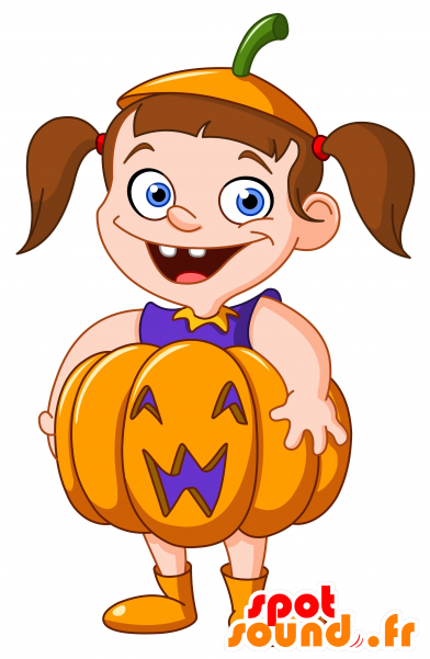 Mascotte Girl Disguised As A Pumpkin - Akkuma New Spotsound Masot Yuru-chara Purple Teddy Clipart (600x600), Png Download