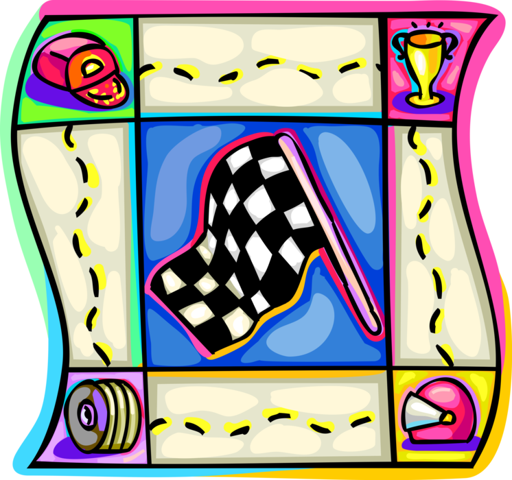 Vector Illustration Of Checkered Or Chequered Flag Clipart (746x700), Png Download