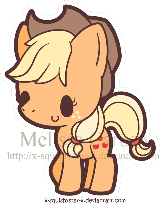 Squishy Applejack My Little Pony - Pony Chibi Apple Jack Clipart (550x667), Png Download
