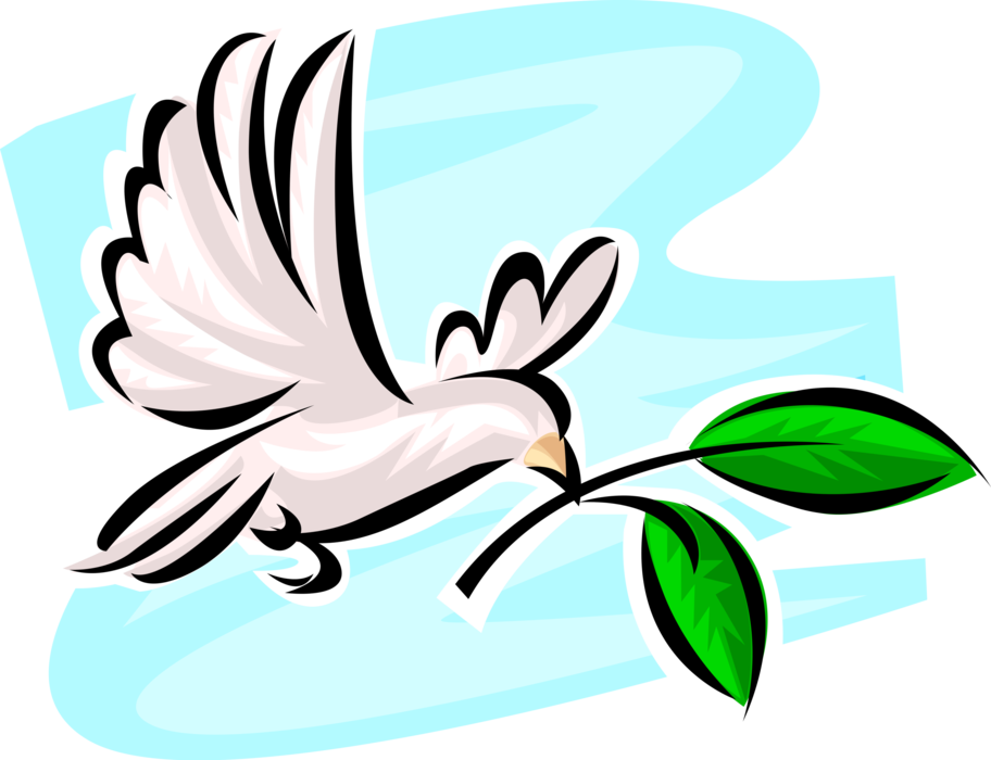 Vector Illustration Of Dove Of Peace Bird Secular Symbol - Png Desenho De Pomba Da Paz Clipart (912x700), Png Download