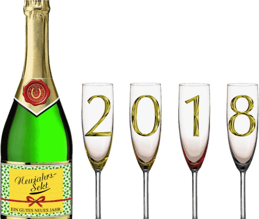 2018 New Year Backgrounds 2 & Pngs 2018, Happy New - Sekt Clipart (1368x855), Png Download