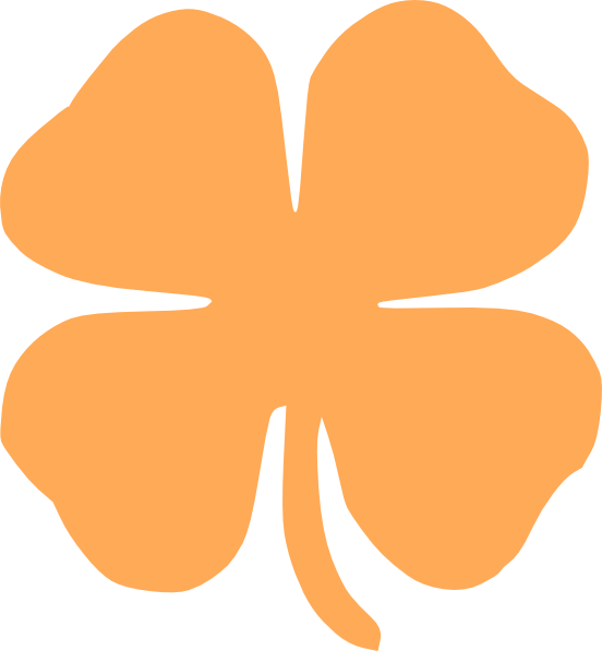 Orange 4 Leaf Clover Clipart (552x597), Png Download
