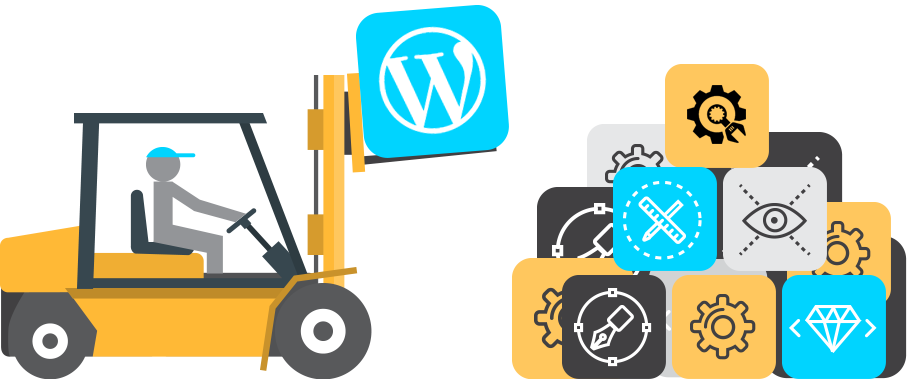 Forklift - - Wordpress Icon Clipart (907x379), Png Download