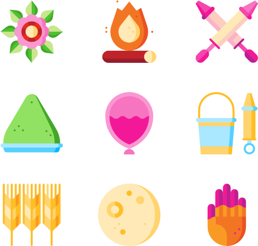 Hindu Icon Packs Vector Svg Psd - Holi Icons Png Clipart (600x564), Png Download
