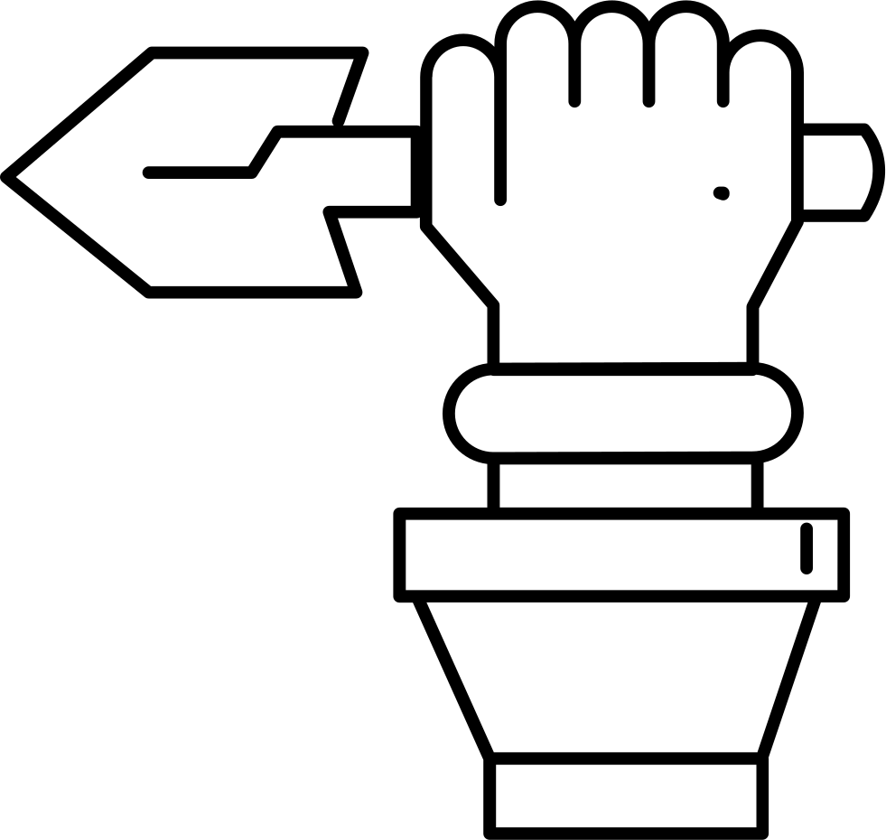 Indian Hand Holding A Spear Comments - Icon Clipart (981x930), Png Download