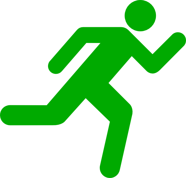 Green Running Icon On Transparent Background Clipart (600x575), Png Download