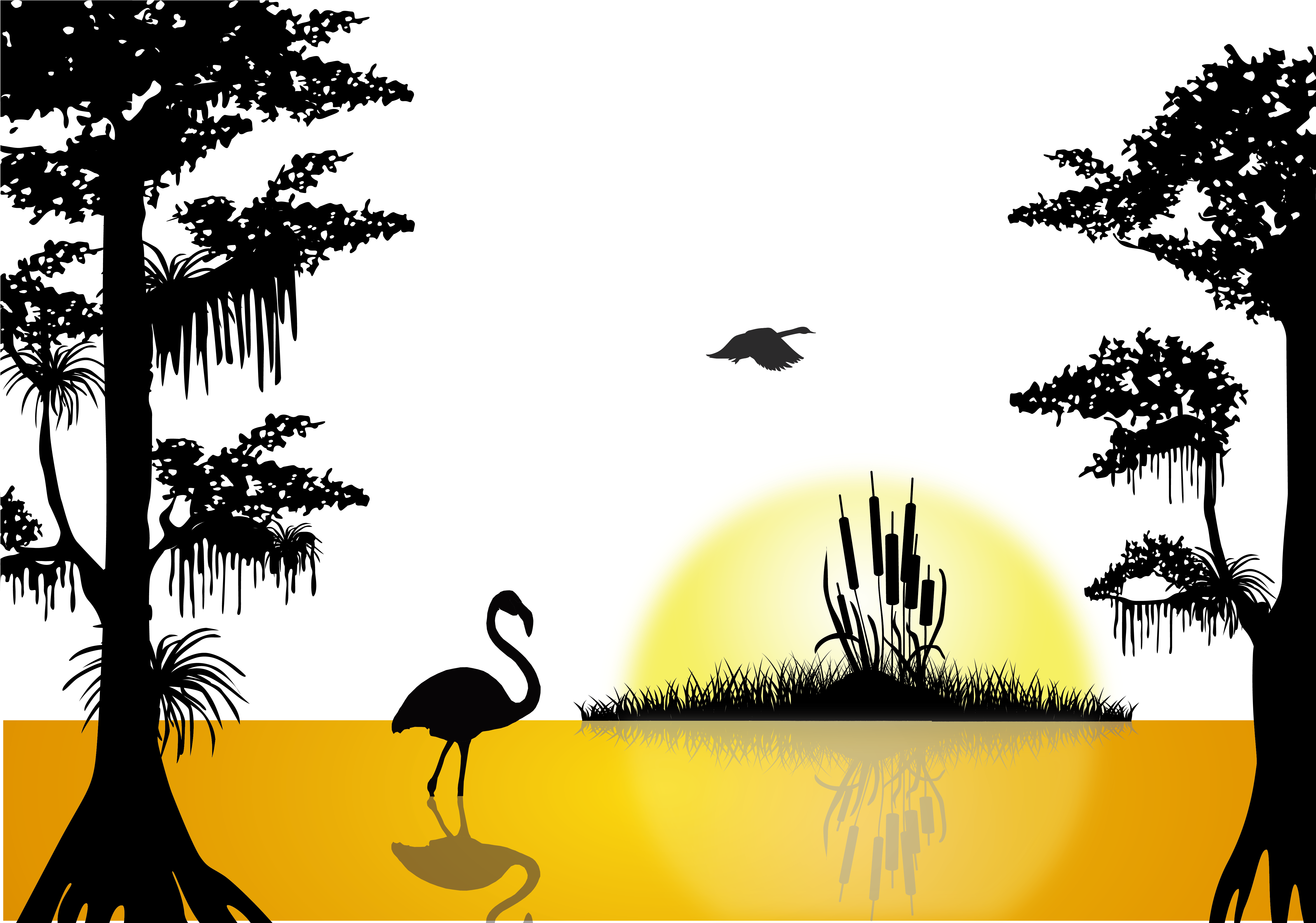 At Getdrawings Com Free For Personal Use - Swamp Silhouette Clipart (5871x4247), Png Download